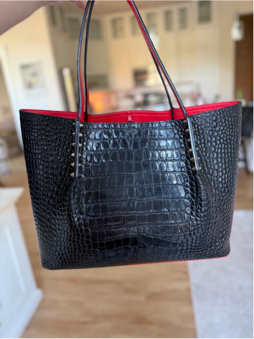 CHRISTIAN LOUBOUTIN CABAROCK EMBOSSED LARGE TOTE BAG Authentic - Picture 5 of 14